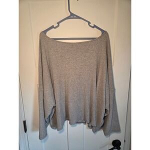 Hackwith Design House Ribbed Knit Scoop Neck Top Heather Gray Size +1/2
